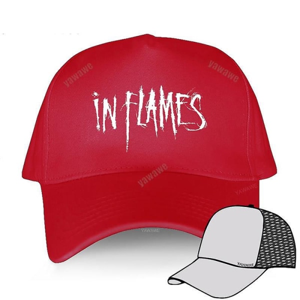 Svart uformell hatter Gutter trykt Baseball Cap In Flames Swedish Metal Man Women db red mesh