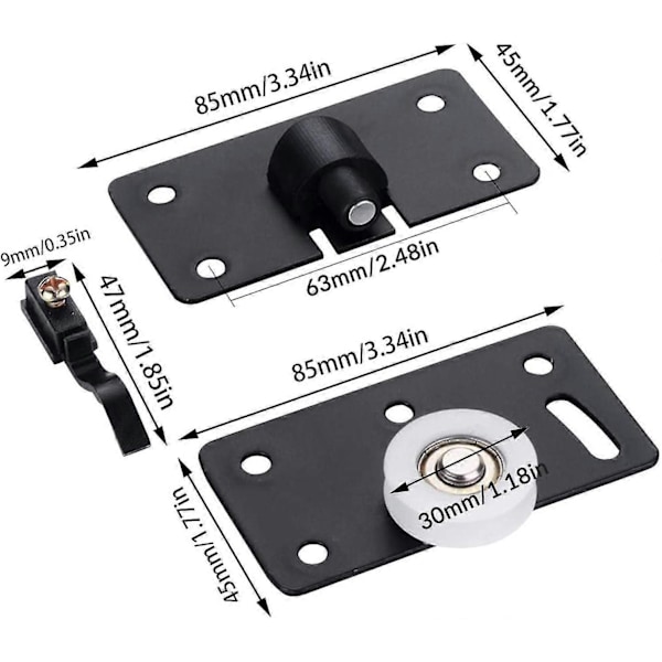 Set med 2 skjutdörrsrullar skjutbara skåpdörrar, skjutbara hjul 30 mm tyst nylon skjutbart skåphjul för skåp garderob [DB]