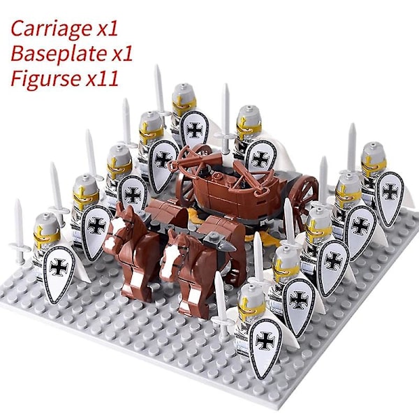 Mini actionfigurer af middelalderlige riddere, byggeklodser, romersk vogn, karet, soldat, krigshest, klodser, legetøj til børn, gave Db Set 30