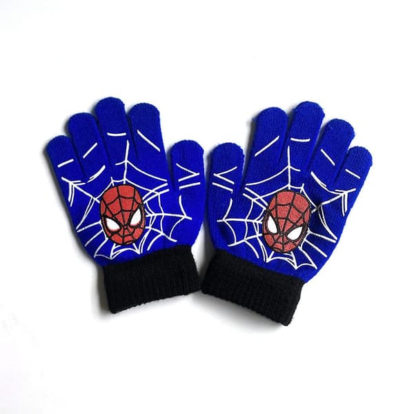 Spiderman Handsker med Fulde Fingre - Varme Vinterstrikede Termiske Handsker til Børn Drenge [DB] D
