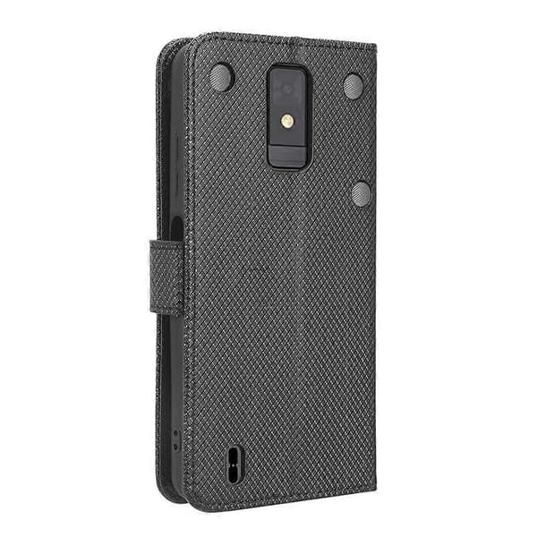 För ZTE Blade A32 Diamanttextur Läder Telefonfodral [DB] Black