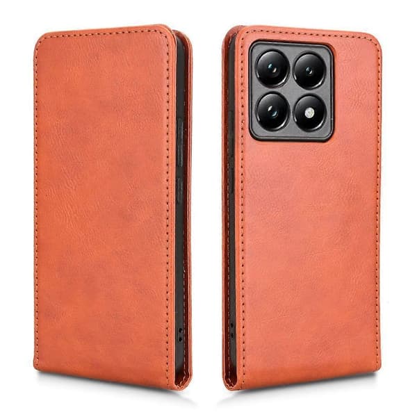 Vertikalt Flip Läderfodral för Xiaomi 14T [DB] Brown
