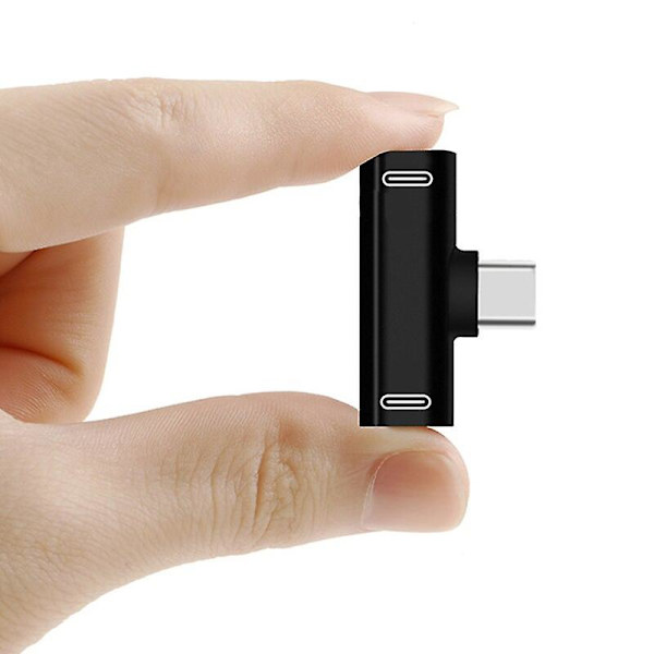 3-i-1 USB Dubbel Typ-C Adapter Ljudkontakt Laddning Hörlurar Aux {Db} red