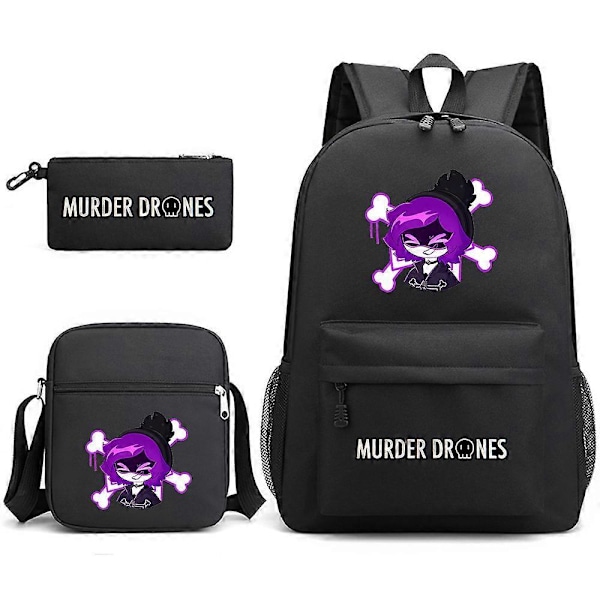Murder Drones UZI Skolväska Ryggsäck Pennfodral Axelväska Tre-delad Set _23 DB