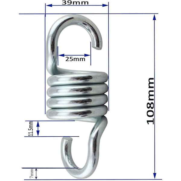 2 st fjäderhängmatsfjäder, hängande stolsfjäder hängmatsfjäder, gungstolsfjäder (silver) (FW)