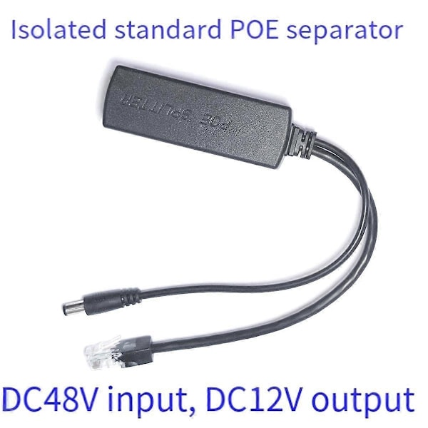 Gigabit Mini PoE Splitter 10/100/1000Mbps POE Splitter DC Utgang 12V Power over Ethernet IEEE 802.3 [DB] Black
