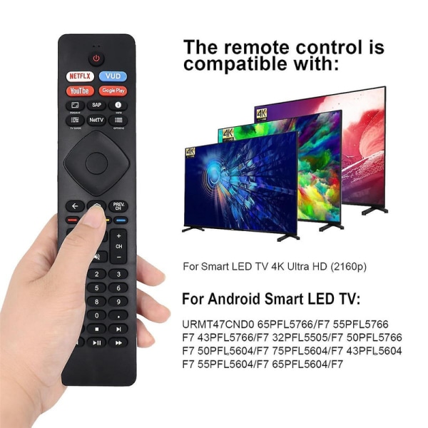 Ersätt Nh800up Rf402a-v14 Fjärrkontroll för Android 4k Ultra Hd Smart Led Tv 43pfl5766/f7 50pfl5704/f7 55 [DB] Black