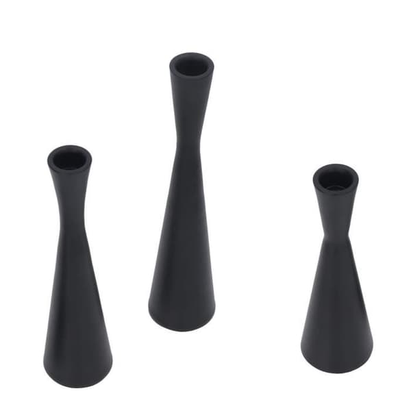 Lysestaker - HILILAND - Koniske - 3 stk - Svart - Smijern - Retromoderne