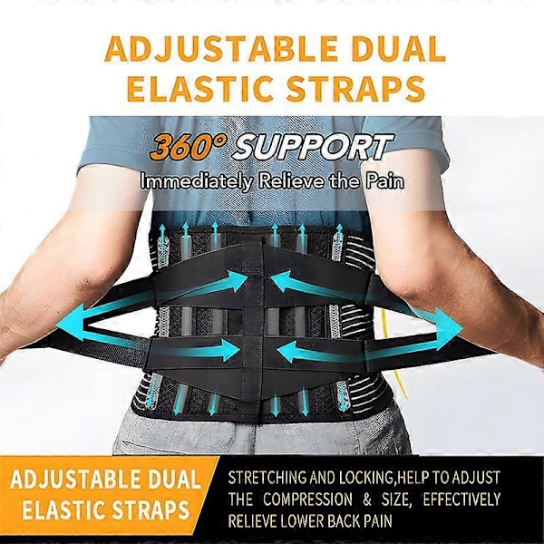 Ländryggsstöd med uppblåsbar kudde Lindra Smärta i Midjan Dubbla Justerbara Stödband Nedre Ryggstöd för Diskbråck [db] With inflatable pad XL