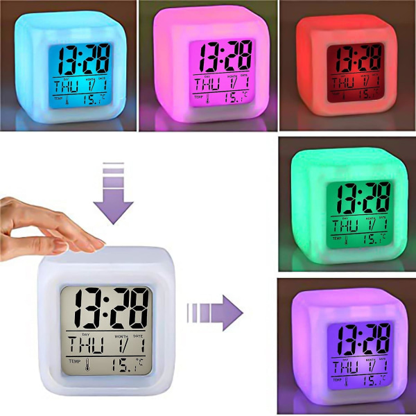 Barnväckarklocka med färgskiftande nattlampa - Digital klocka