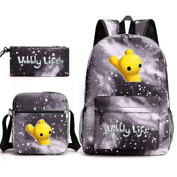 Wobbly Life 3pcs Skole Ryggsekk Skulder Bag Pen Bag DB 6