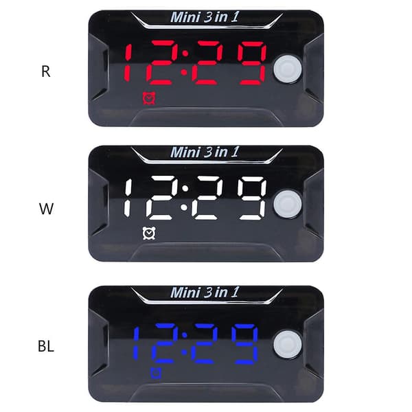 Vandafvisende Digitalt Ur & Termometer & Voltmeter til Motorcykel [DB] Red