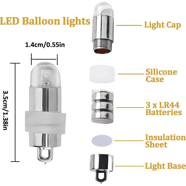 Led-ballonglys, 30 stk. mini-led-lykter, batteridrevne miniatyr-led-lys for papirlykt, ballonger, DIY-modeller i Halloween Christm