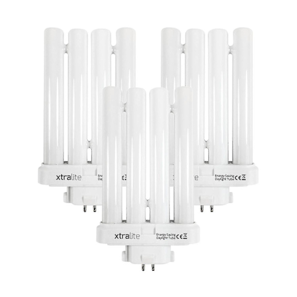 Xtralite 27w Dagsljusersättningslampa för högupplösta läslampor, 4-stifts Gx10q-4 Quad Tube (6500k) [DB] Pack Of 3