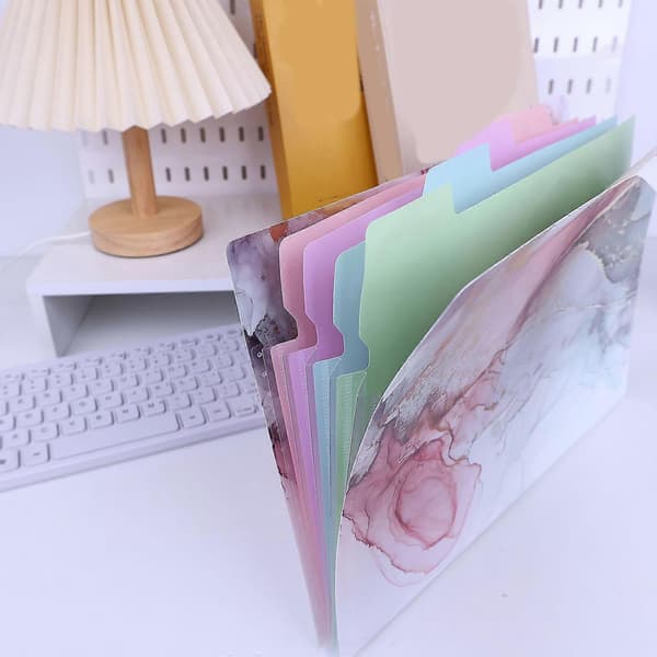 A6 Mappemappe til dokumenter med tryklukning, plastikdokumentmappe med flere sektioner til kontorbrug, lyserød[DB] Pink