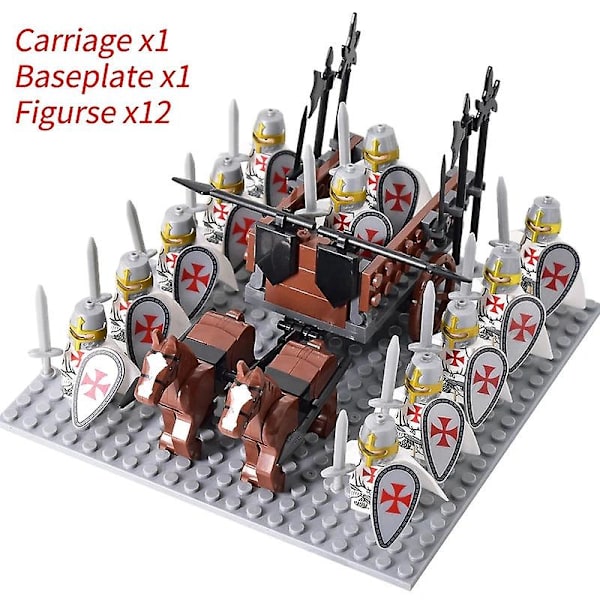 Middelalderlige riddere mini actionfigurer byggeklodser romersk vogn vogn soldat krigshest mursten legetøj til børn gave Db Set 47