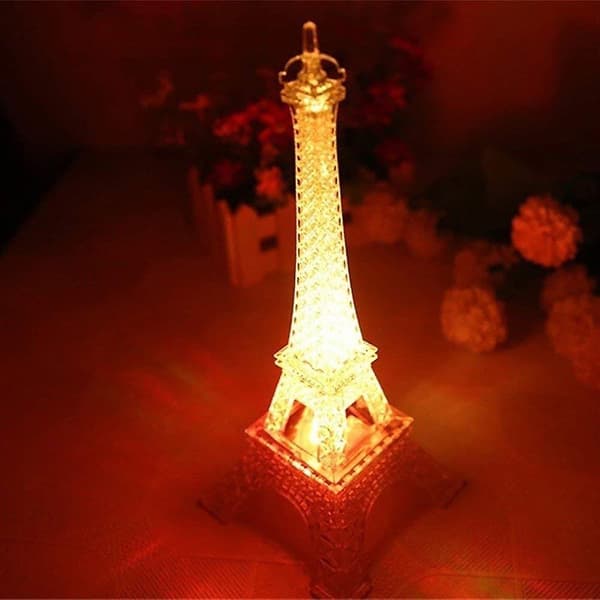 Cupcake-topper, lysende Eiffeltårn, Eiffeltårn LED nattlys, Eiffeltårn pynt [DB]