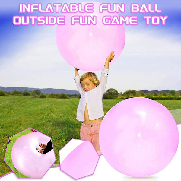 Uppblåsbar bollleksak för vuxna och barn, uppblåsbar vattenboll, rolig sommarstrandsträdgård, mjuk gummiball, utomhusspel, present Hk Db Pink 40cm