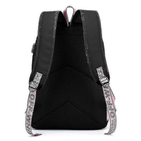 Blackpink Ryggsäck USB Laddningsbar Ryggsäck Student Skolväska {Db} Black