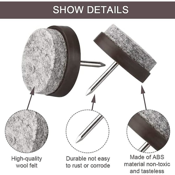 sysy 50 st möbelglid med spik 22mm runda stolsdynor spikade filtgliddynor för Chai [DB]