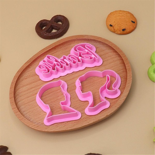 Barbie Huvud Stämpel Flickor Kakform Set 3d Tryckt Tårta Choklad Fondant Form Gjutform Köksverktyg db 5Set
