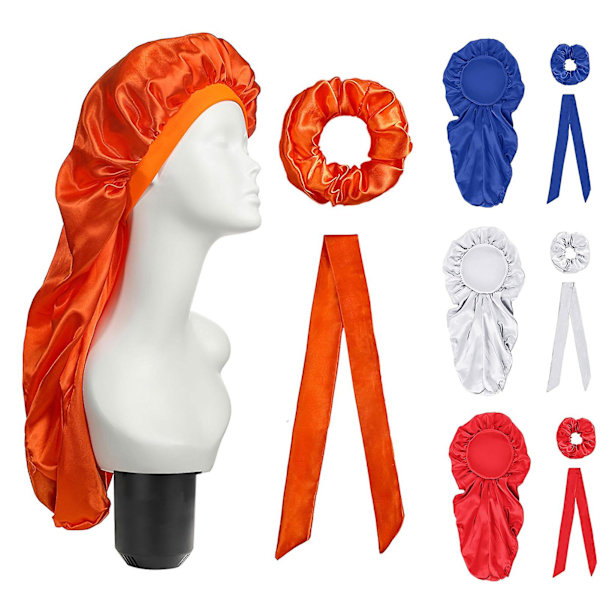 1 sett sovehette justerbar antistatisk falsk flekk bred applikasjon sovehette for kvinner Dark Orange