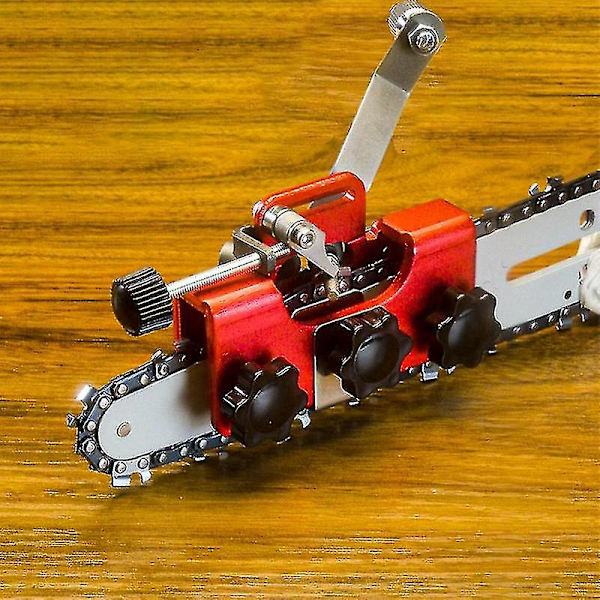 Kædesavssliber, bærbar kædesavskædesliber træbearbejdning slibeskive elektrisk kædesavssliber værktøj  [dB} Red and 3 Head