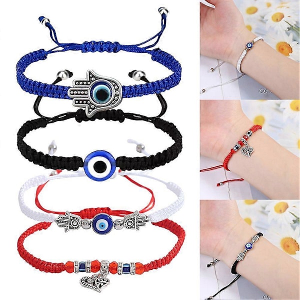 Devil's Eye Handvävt Armband Unisex Handgjort Pärlarmband Justerbart Elegant Stilfullt Smycke för Män Kvinnor [DB] Blue Eyes Red