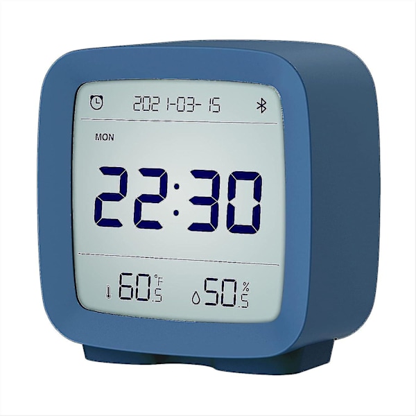 Qingping Smart Bluetooth Digital Väckarklocka med Flera Alarm, Batteridriven Liten Väckarklocka med Temperatur och Luftfuktighet {DB} blue