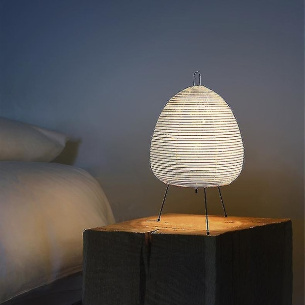 Japanese Creative Tripod Gulvlampe Soverom Sengebord Skrivebord Hvit rispapir bordlampe Home Hotel L [DB] Blank Lamp UK Plug