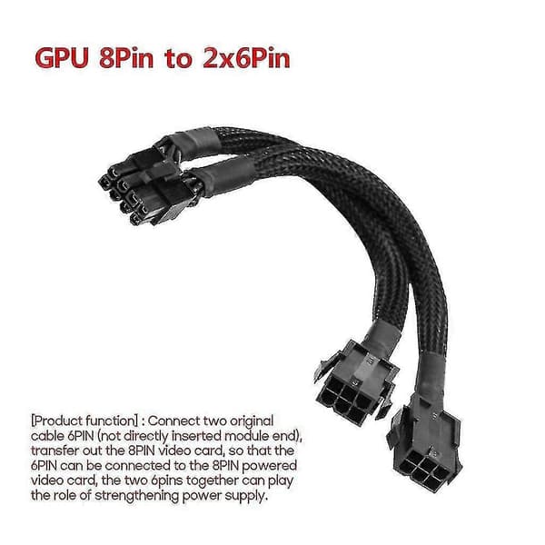 8-pin han til dobbelt 6-pin hun kabeladapter Dobbelt 6-pin til 8-pin GPU-kabel 20 cm[DB]