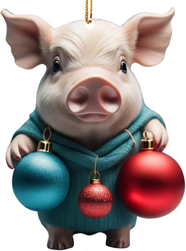 Julepynt Akryl Gris Flad Bilhæng Juletræspynt julepynt udsalg [DB] G