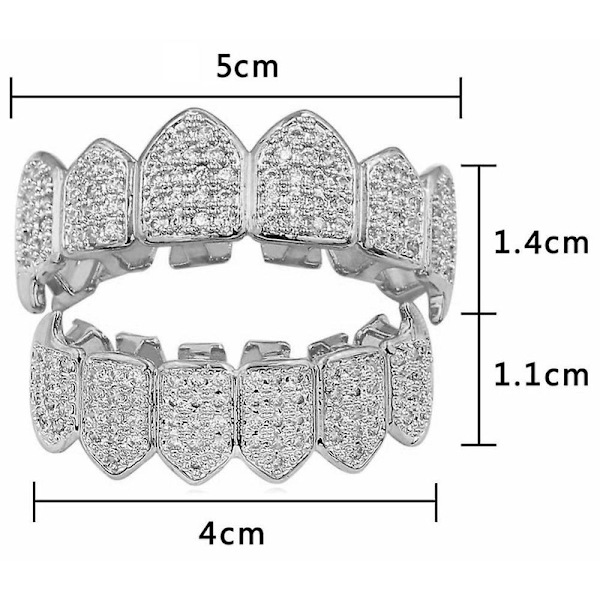 Silverpläterade övre och nedre mun-tänder Grills Hög kvalitet, Silver db Silver