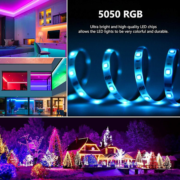 Led-remsa med musiksynkronisering, 5 m USB-driven LED-remsa med fjärrkontroll, RGB 5050 4 dynamiska lägen 16 färger dimbar färgskiftande LED-remsa TV-bakgrundsbelysning