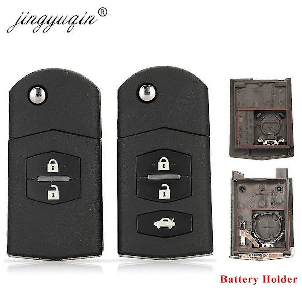 2/3-knapps Fjärrnyckelskal Vikbart Fällbart För Mazda 2 3 5 6 CX-7 / CX-9 / MX-5 Med Oskuren Blad Ersättning DB 3BTN Big Holder