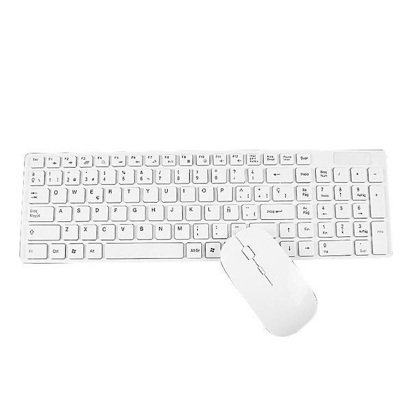 2,4 GHz Trådlöst Tangentbord och Musset 1000dpi Tyst Ultratunt Spelkontroller Kontorsmöss db White
