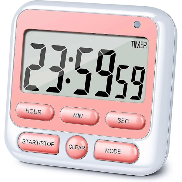 Digitalt kjøkkentimer med stille/høy alarmbryter, 24-timers klokke og alarmminnefunksjon [DB]