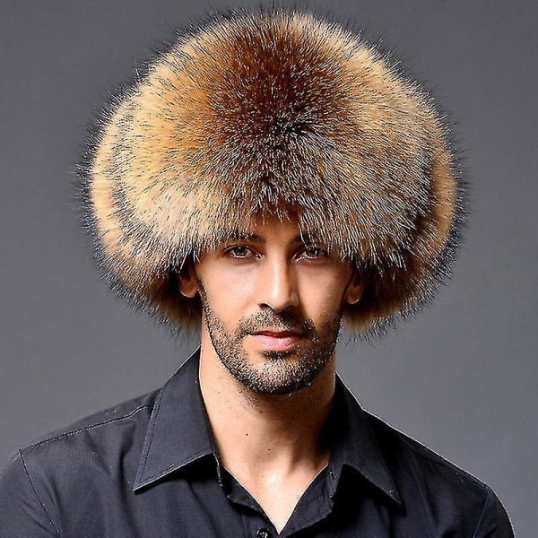 Mænd Vinter Ushanka Øreklapper Hat Faux Fur Termisk Kosak Trapper Sne Cap [DB] Camel