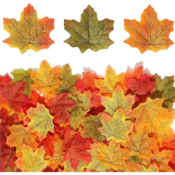 300 stk kunstige blader til høstens gjør-det-selv-dekorasjoner