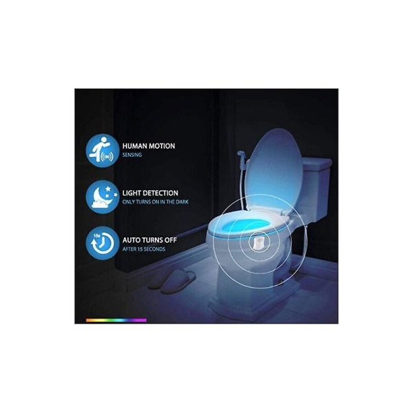 WC-lamppu Led yövalotunnistin - Liikevalo Led-wc-lamppu kylpyhuoneeseen/koteloon Kauha/wc/kaappi/allas/kulho Istuin 16 väriä eri C-väreillä