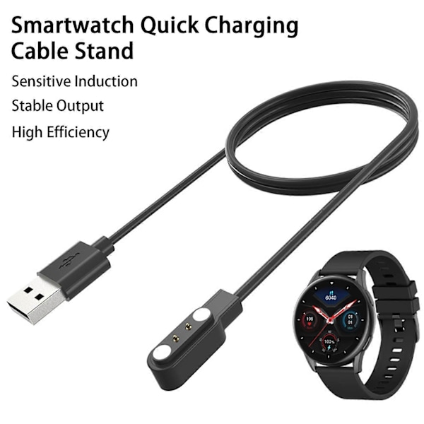 K10 Ladekabel Magnetisk Sensitiv Induksjon Stabil Utgang Smartklokke Ladekabelstasjon kompatibel med Kieslect Watch K11 Kaesi [db] Black