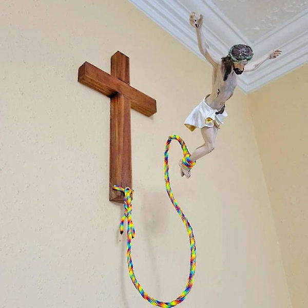 Vægophængt Jesus Kors Kristent Interiør Dekoration Bungee Jumping Jesus Hængende Kors