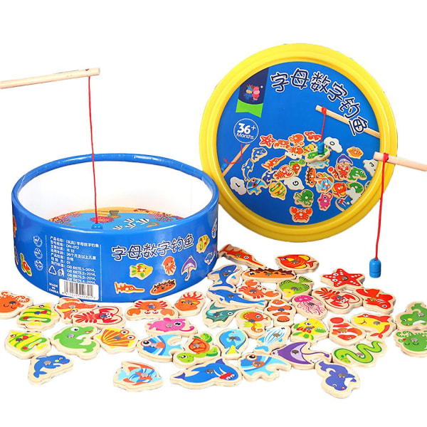 Lasten lahja 41 kpl kalapuinen magneettinen kalastuslelu set kalapeli, opettavainen kalastuslelu db Multi-color