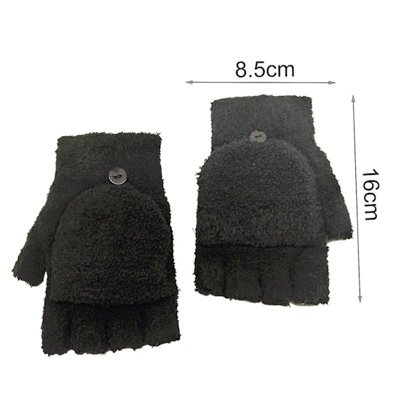 1 Par Damhandskar Halvfinger Flip Fuzzy Solid Färg Stretch Håll Varma Super Mjuka Höst Vinter db Brown One Size