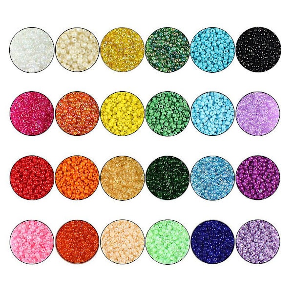 3mm glaspärlset, 24 rutnät blandade färgade glaspärlor med verktygssats, pärlor för armband, gör-det-själv-smyckesset [DB]