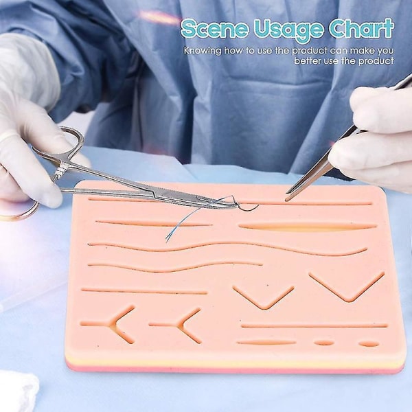 Komplett suturkit för studenter, inklusive silikonsuturdyna och suturverktygsövningssuturkit [XC] Photo Color