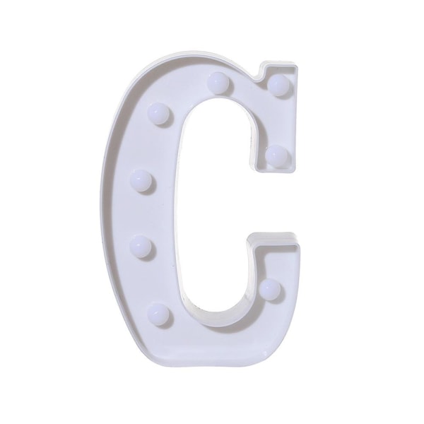 Alfabetets ledbokstavslampor lyser upp Vita plastbokstäver stående hängande A [DB] C