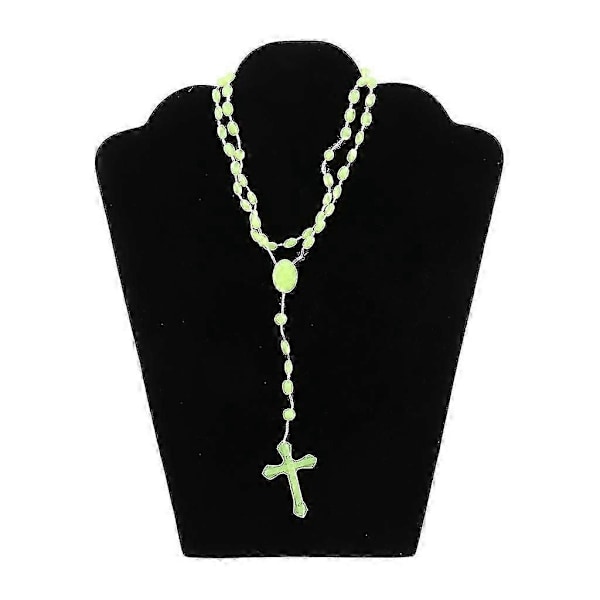 Plastik Rosenkrans Perler Lysende Halskæde Katolicisme Bøn Religiøse Smykker---Model kode21361-XG3132 [DB]