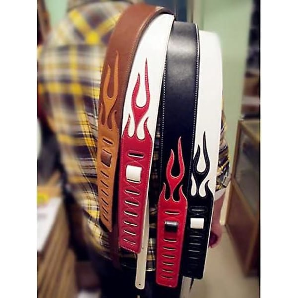 SQCLV Cool Lightning Pattern/Flame Guitar Strap til Elektrisk Guitar/Bas db Black