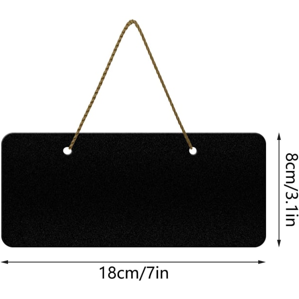 Genanvendeligt 10 stykke mini tavleskilt hængende trætavle, 18 x 8 cm